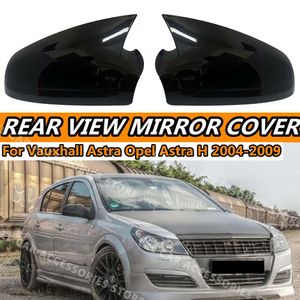 New Pair Side Mirror Cover For Vauxhall Opel Astra H MK5 Door 2004-2009 Glossy Black Rearview Mirror Cover Caps Car Accessories
