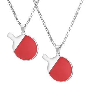 Kolye Kolyeler 2 PCS Mollet Kolye Dekoratif Zincir Keepsake Pingpong Bayan Kadın Metal Titanyum Çelik Masa Tenis