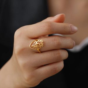 Anel de coração anatômico oco Mulheres 14K Amarelo Dinho de ouro anéis de biologia da moda Biologia Médica Presente para amante