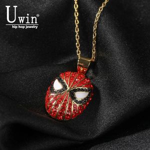 Ожерелья Uwin, красная маска для лица, кулон, персонализированное модное ожерелье Iced Out Cz Kawaii Y2k, милые ювелирные аксессуары для женщин и детей
