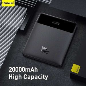 Cell Power Banks Baseus 100w Power Bank 20000mAh tipo C PD Charging rápido PowerBank portátil Carregador de bateria portátil para notebook com cablel240111