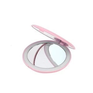 TSHOU613 Мини-круглое косметическое зеркало для макияжа со светодиодной подсветкой, складное 10-кратное увеличительное круглое зеркало с подсветкой, компактное дорожное U2JD 240111