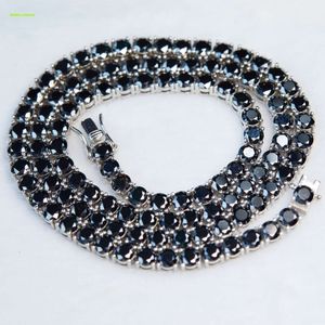 925 prata 4mm com corrente de moissnaite preta banhada a ródio joias da moda feminina para meninas para festa uso diário