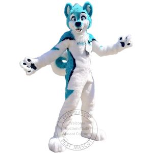 Cadılar Bayramı Blue White Husky Köpek Fursuit Maskot Kostümü Parti Çizgi Film Karakter Maskot Satış Ücretsiz Nakliye Desteği Özelleştirme