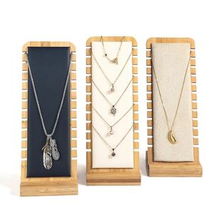 Display Solid Bamboo Wood Jewelry Display Stand Necklace Showcase Holder Pendant, Long Chain Handing Organizer Holder For Necklaces