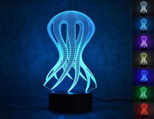 3D USB светодиодный визуальный креативный ночник модный ночник для сна настольная лампа осьминог медуза лампа декор светильник Lampara5870546