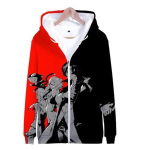 Persona 5 3D Baskılı fermuarlı kapüşonlu kadın erkekler moda uzun kollu kapüşonlu sweatshirts kıyafetler2258336