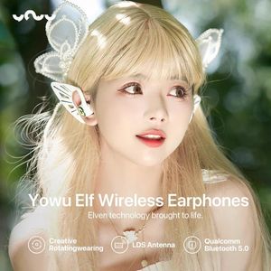 Headphones Original YOWU Elf Wireless Earphones APP Control RGB Bluetooth Earphones Stereo Music Ear Hook Headphone For Phone Gaming Gifts