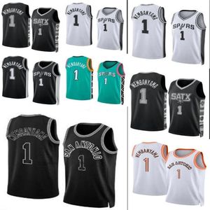 Camisas de basquete Victor Wembanyama San Draft Pick NO.1 Antonio Jersey Spur 2024 branco preto verde