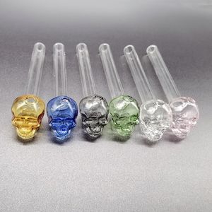 Heady Pyrex Kafatası Cam Yağ Boru Boru Kabardbober Tüp Mini Sigara El Kaşığı Borular Kuru Bitki Tütün Yağ Brülörleri Kaseler Küçük Dab Teçhizatları