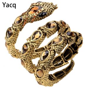 YACQ стрейч браслет в виде змеи на руку манжета на плечо женский браслет в стиле панк-рок с кристаллами ювелирные изделия цвета: золотистый, серебряный цвет падение A32 240110