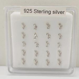 Takı 925 Sterling Gümüş Kristal Burun Saplama Moda Hint Burun Piercing Vücut Mücevher 20pcs/Paket