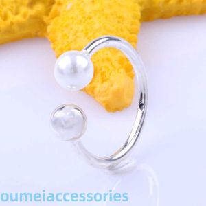 Mücevher Tasarımcısı Pandoraring Dora'nın Band Rings Creative Modern Pearl Sweethearts 18 Kış İnci 9252 Gümüş Yüzük