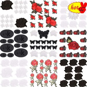 10 pezzi / lotto fiore cucire toppe per abbigliamento carino bianco nero rosso rosa ricamato ferro all'ingrosso sfuso zaino giacca designer