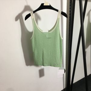 100086 2024 Runway Spring Summer Brand SAme Style Sweater High Quality White Sleeveless Crew Neck Womens Clothes High Quality Womens 20230289