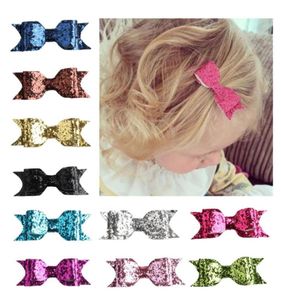 Sevimli mini küçük kızlar saç yayları klipler çift katmanlı glitter çocuk saç tokaları prenses headdress aksesuarları 16 renk seçim9331349