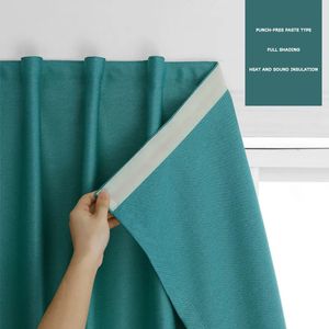 Punch Free Magic Strap Blackout Window Curtain Anti UV Light Easy Install Self-Adhesive Shading Drapes for Living Room Bedroom 240111