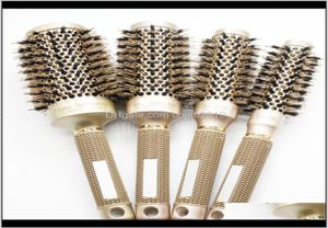 Escova de cabelo nano iônica com cerdas de javali, pente para salão de beleza, escova redonda para cabelo seco em 4 tamanhos, ferramentas de estilo de salão profissional B087 T5683011