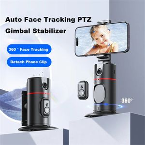 P02 360 Rotation Gimbal Stabilizer Followup Selfie Desktop Face Tracking for Tiktok Smartphone Live with Remote Shutter 240111