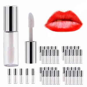 Gloss 50 peças 1.2ml atacado transparente mini tubo de brilho labial vazio recarregável recipiente de bálsamo labial ferramenta de maquiagem para mulheres viagem carregamento dividido