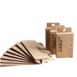 Коробки для сотовых телефонов Пакеты 100 шт. Оптовая индивидуальная упаковочная коробка для 1,5 м Usb Розничная упаковка из крафт-бумаги Упаковка Прямая доставка Pho Dhc8P