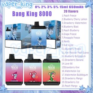 Bang King 8000 Puf Puf Tek Kullanımlık E Sigara Eşyalı Bobin 15ml Pod 650 MAH Pil Elektronik Cigs Puffs 8K 0% 2% 3% 5% 20 lezzetler vape kalem hızlı teslimat fabrika seti