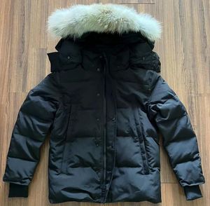 Kış adamları ceketler gerçek çakal kürk tasarımcısı homme puffer açık rüzgarlık dış giyim kapüşonlu fourrure manteau kanada wyndham ceket hiver parka doudoune