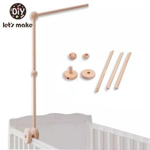 Lets Make Baby Wooden Bed Bell Bracket Mobile Hanging Rattles Toy Hanger Crib Wood Holder Arm 240111