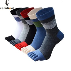 5 çift adam parmak çorapları kısa pamuklu katı iş çizgili yumuşak yumuşak antibakteriyel nefes alabilen ayak parmağı 240112