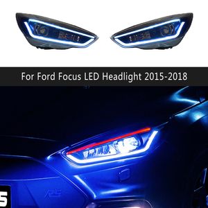 Para ford focus conjunto de farol led 15-18 acessórios do carro lâmpada de cabeça drl luz de circulação diurna streamer indicador de sinal de volta