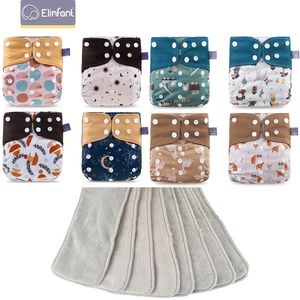 Elinfant Cloth Bebek Bezi Set Bebek 8 PCSSET CEP BIRAYLERİ Bir beden veya PC'lerle Kızlar Erkekler İçin Ayarlanabilir Neza Ekle 240111