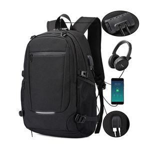 Sac à dos étanche neutre avec verrouillage par mot de passe antivol bande réfléchissante poche pour filet de basket-ball interface USB et casque 240111