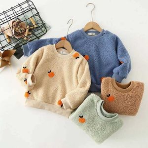 Kazak çocuk kazak kazak baskı desen tasarımı Toddler giyim çocuklar Teddy Poleece Bebek Erkek Kızlar İçin Sıcak Sweatshirt 2-10 YL2401