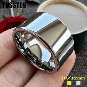 Tussten 1012mm genişliğinde parlak büyük erkek ringshiny alyans Tungsten Düz ve Cilalı Sonlar Konfor Fit 240112