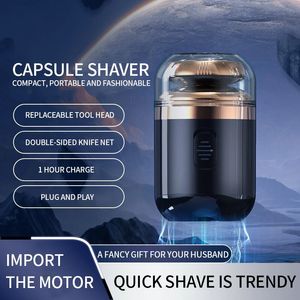 2in1 Mini Taşınabilir Erkekler Elektrikli Tıraş Makinesi Kapsülü Yıkanabilir Jiliz Şarj Edilebilir Tıraş Maşine Adam Burun Saç Kırpma 240112
