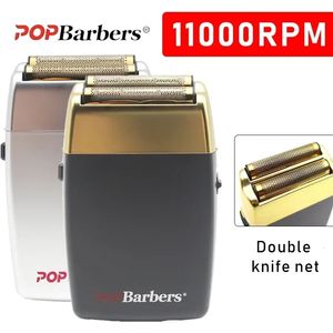 11000 об./мин. POP Barbers P620 Профессиональный электрический мужской триммер для бороды, двойная бритва с сеткой, USB-машинка для стрижки волос 240112