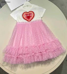 Yeni Bebek Elbise Sequin Örme Logo Kız Etek Boyut 110-160 Yaz Sevimli Dantel Etek Hem Çocuk Elbise Tasarımcı Çocuklar Frock Jan10