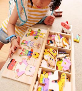 Four Cubs Change Clothes Game Wooden Children Early Hand Grasping Dress Matching Jigsaw Puzzle Toys Factory WHole3713828