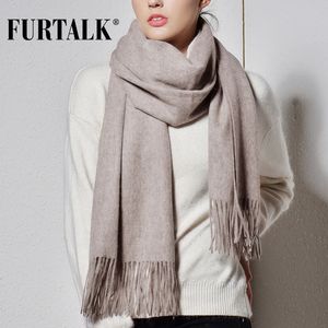 FURTALK 100% Lamb Wool Scarf for Women Cashmere Wool Scarf Pashmina Bandana Winter Autumn Long Women Scarf Shawls foulard femme 240112