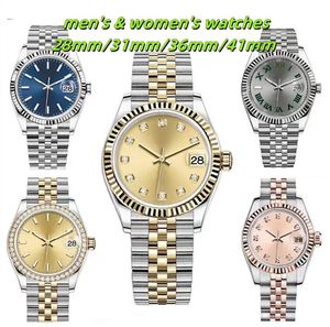 Мужские часы с автоматическим механическим механизмом 36/41 мм, полностью из нержавеющей стали, светящиеся водонепроницаемые розовые 28/31 мм, женские часы, классические наручные часы в парном стиле