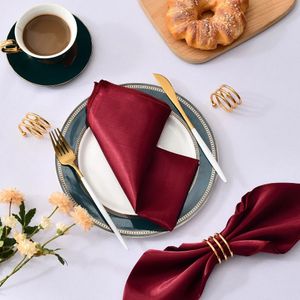 50 pçs 30cm guardanapos de mesa quadrados pano cetim tecido guardanapo bolso lenço para casamento aniversário festa em casa el ouro branco 240112