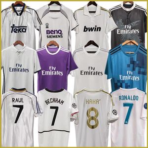 99/00REAL MADRIDSBECKHAM Vintage Kısa Kollu Futbol Formaları Ronaldo 06 07bale Modric Retro Jersey Finaller Futbol Gömlek Carlos15 16 17 18 Figo Zidane Raul Casillas