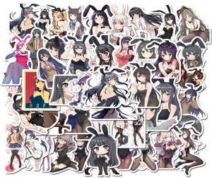 50 pçslote japão anime sexy dos desenhos animados coelho menina adesivos para snowboard portátil bagagem geladeira diy estilo vinil decoração de casa stickers3994997
