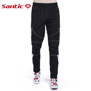 Santic Men's Cycling Pants Winter Fleece Thermal Biking Tights Windproof Reflective Long Pants Men Sport Trousers Asain Size 240112