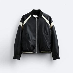 Мужская осенне-зимняя модная распродажа, мотоциклетная кожаная куртка из искусственной кожи в тон с вышивкой, винтажная кожаная куртка, пальто 240112