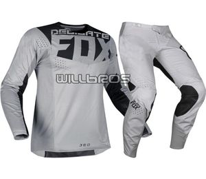 Hassas Fox MX 360 Kila Racing Jersey Pantolon Motokros Kir Bisiklet Sporları MTB ATV MEN039S Gri Dişli Set4816489