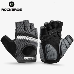 ROCKBROS Women Men's Cycling Gloves Fitness Breatahble SBR Shockproof Fingerless Gloves Moto Bike Gloves Bicycle Accessories 240112