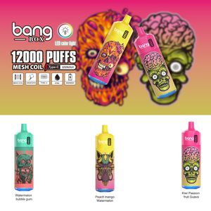 Горячая распродажа Puff 12000 Bang Box puff 12k vapes Электронная сигарета Одноразовая ручка для вейпа Перезаряжаемая батарея предварительно заполненная тележка pod vaper 12000 Puffs Mesh Coil 2% 5% 0% 3%