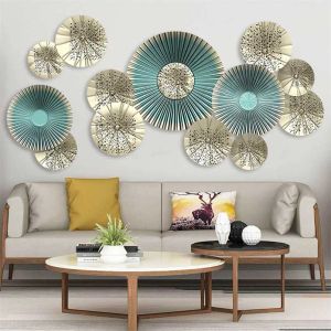 Criativo 115/58cm 3D Fan Wall Art Decalques Estilo Europeu Sala de estar Decoração de Casa Vinil Quarto Decoração Pôsteres Papel de Parede 220113