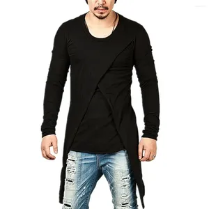 Erkekler Sıradan Gömlekler 2024 İlkbahar/Yaz Korece Versiyon Moda Hip Hop Uzun Kollu T-Shirt Sahte İki Parçası